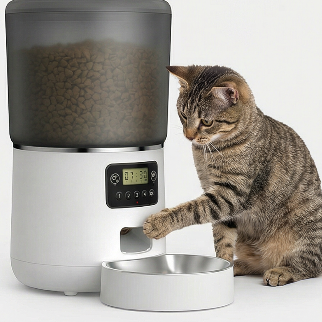 distributeur nourriture chat avec bol inox